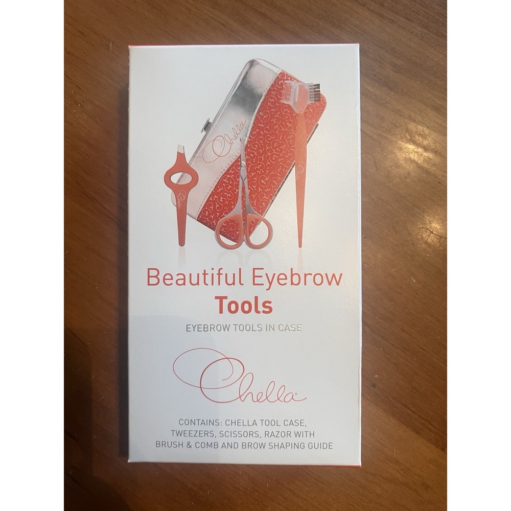 Brow Tool Kit Tweezers, Scissors, Razor W/Brush & Comb Brow Shaping Guide Chella